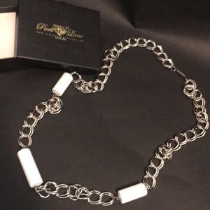Park Lane silver tone chain barrel bead necklace, boxed new condition